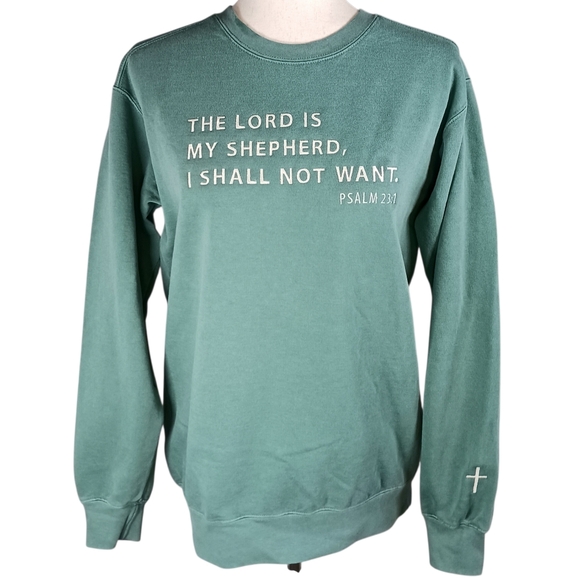 Comfort Colors Tops - COMFORT COLORS Embroidered Bible Scripture Sweatshirt Psalm 23:1 Cotton Size S